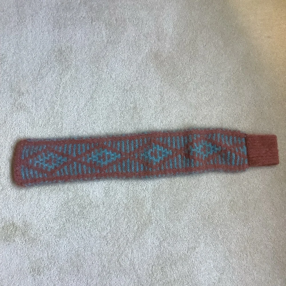 Coral and Turquoise Knit Loop Scarf